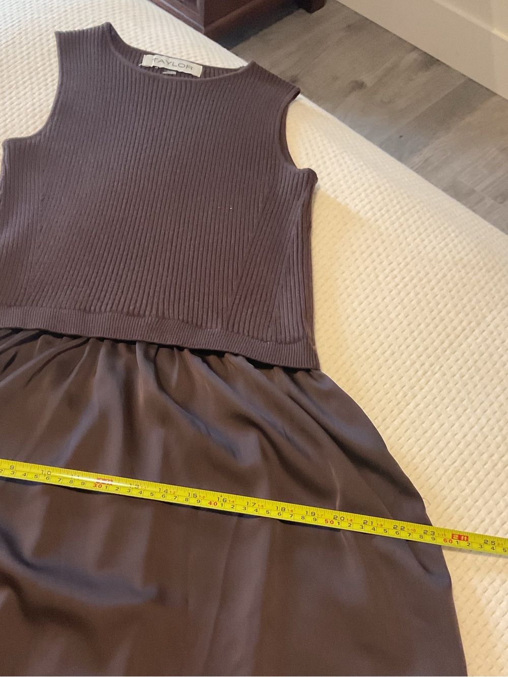 Taylor Maxi Chocolate 2 Fer Sleeveless Sweater Dress with Pockets. - Picture 9 of 11